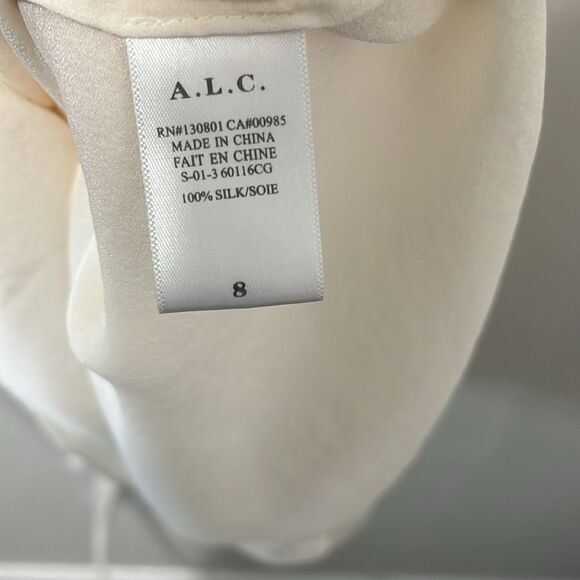 A.L.C White 100% Silk Cream Halter Mini Dress with Double Ruffle Layers, Size 8 - Picture 10 of 10